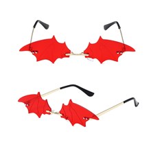 Rimless Cute Sunglasses Bat Red Glasses