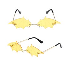Rimless Cute Sunglasses Bat Yellow Glasses