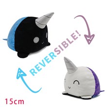 Reversible Plushie Narwhal Stuffed Animal Reversible Mood Plush Double-Sided Flip Show Your Mood!