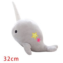 Cute Grey Narwhal Stuffed Animal Plush Toy Adorable Soft Whale Plush Toys