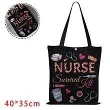 Nurse Black Canvas Shopping Bag Nurse Tote Bag Nurse Gift 