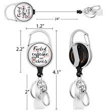 Nurse Doctor Medical Badge Reel Funny Fueled by Caffeine and Chaos Nursing ID Badge Reel Clip Retractable Badge Holder