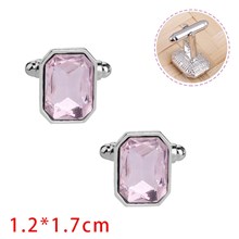 Pink Crystal Cufflinks for Men Elegant Mens Cuff Links for Wedding Party Unique Gift