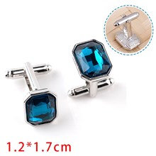 Blue Crystal Cufflinks for Men Elegant Mens Cuff Links for Wedding Party Unique Gift