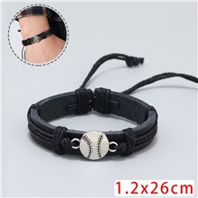 Baseball Sports Leather Wrap Charm Bracelet
