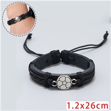 Soccer Football Sports Leather Wrap Charm Bracelet
