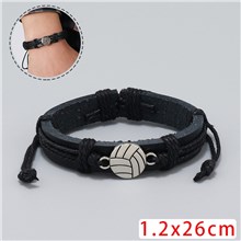 Volleyball Sports Leather Wrap Charm Bracelet