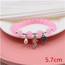 Cute Hippocampus Pink Bead Bracelet Stretch Bracelets Jewelry