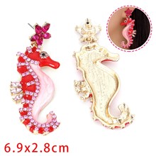 Hippocampus Seahorse Alloy Earrings Women Girl Cartoon Jewelry Gift