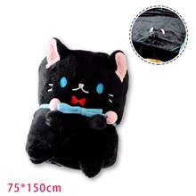 Cat Cartoon Black Blanket