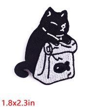 Cute Black Cat Embroidered Badge Patch