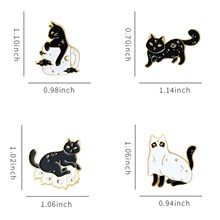 Gothic Black Cat Enamel Pin Brooch Badge Set
