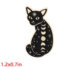 Cute Black Cat Moon Gothic Enamel Pin Brooch Badge