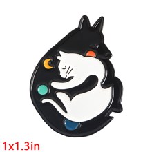 Cute Black White Cat Gothic Enamel Pin Brooch Badge