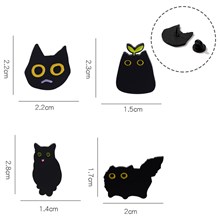 Funny Black Cat Enamel Pins Brooch Badge Set
