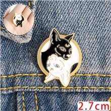 Funny Black White Cat Animals Enamel Pins Brooch Badge Set