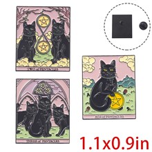 Black Cat Tarot Enamel Pins Brooch Badge Set
