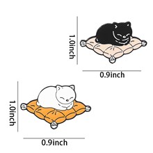 Funny Black Cat White Cat Enamel Pins Brooch Badge Set