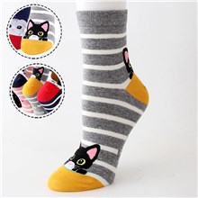 Womens Cat Stripe Socks Cute Animal Cotton Ankle Sock Funny Colorful Novelty Sox Women Gift
