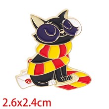 Cartoon Black Cat Brooch Enamel Pins Magic Wizard Cat Animal Brooches