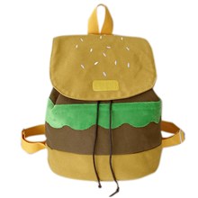 Hamburger Canvas Backpack Students Shoulder Bags Travel Bag College School Tote Backpacks