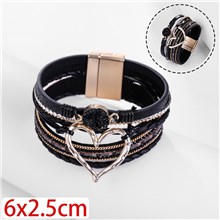Multilayer Bohemian Love Heart Bracelet Leather Wristbands Bangle Jewelry
