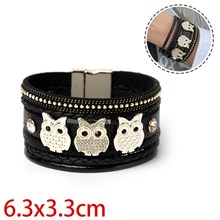 Multilayer Bohemian Owl Bracelet Leather Wristbands Bangle Jewelry