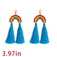 Cute Colorful Rainbow Tassel Earrings Bohemian Drop Earrings