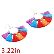 Bohemian Colorful Tassel Stud Dangle Drop Earrings