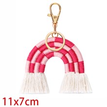Rainbow Tassel Bag Charm Keychain Bohemian Handmade Fringe Cute Key Ring