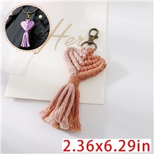 Colorful Love Heart Tassel Bag Charm Keychain Bohemian Handmade Fringe Cute Key Ring