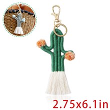 Cactus Tassel Boho Keychain Bohemian Key Ring