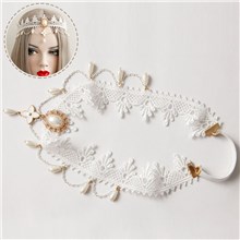 Gothic Hair Wreath White Lace Headband