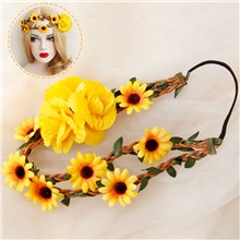 Sunflower Crown Hair Wreath Daisy Flower Headband Hippie Headbands Floral Bridal Headpiece  
