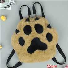 Cute Brown Paw Plush Bag Backpack