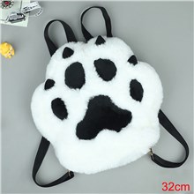 Cute White Paw Plush Bag Backpack