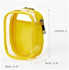 Yellow Clear Figure Display Bag,PVC Portable Small Dolls Storage Bag, Zipper Closure Carrying Display Case Pouch for Collectibles