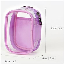 Purple Clear Figure Display Bag,PVC Portable Small Dolls Storage Bag, Zipper Closure Carrying Display Case Pouch for Collectibles