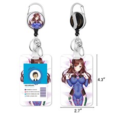 Anime Girl D.VA Badge Reel Holder Retractable Heavy Duty Nurse Medical Retractable Keychain ID Clip ID Holder Name Badge Clip