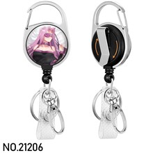 Anime Girl Medusa Badge Reel Clip Badge Reel Holder Retractable Heavy Duty with 360° Swivel Carabiner Clip
