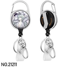 Anime Girl White blood cell 1196 Badge Reel Clip Badge Reel Holder Retractable Heavy Duty with 360° Swivel Carabiner Clip