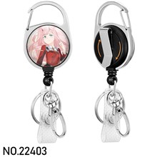 Anime Girl Zero TwoBadge Reel Clip Badge Reel Holder Retractable Heavy Duty with 360° Swivel Carabiner Clip