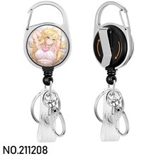 Anime Girl Panty Anarchy Badge Reel Clip Badge Reel Holder Retractable Heavy Duty with 360° Swivel Carabiner Clip