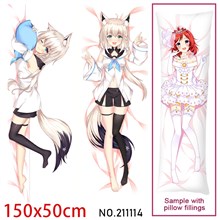 Anime Girl Shirakami Fubuki Dakimakura Hugging Body Pillow Case Cover