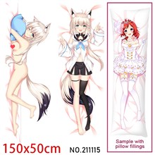 Anime Girl Shirakami Fubuki Dakimakura Hugging Body Pillow Case Cover