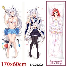 Anime Girl Shirakami Fubuki Dakimakura Hugging Body Pillow Case Cover