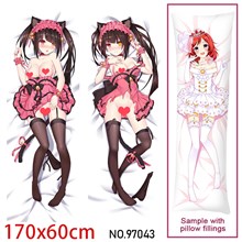 Japan Anime Girl Tokisaki Kurumi Dakimakura Hugging Body Pillow Case Cover