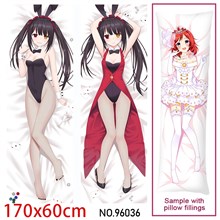 Japan Anime Girl Tokisaki Kurumi Dakimakura Hugging Body Pillow Case Cover