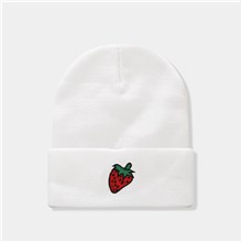 Strawberry White Winter Knit Hat