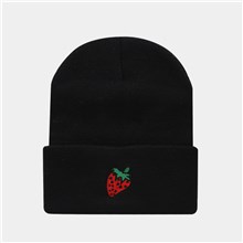 Strawberry Winter Black Knit Hat